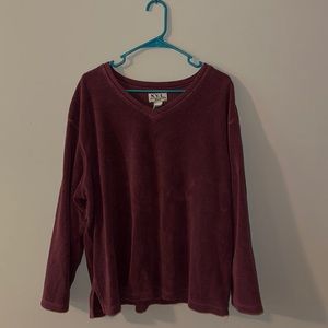 Purple sweater with a early 2000’s late 90’s look